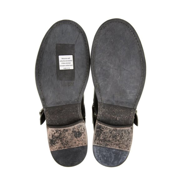 $389 Frye Jenna Studded Disc Vintage Distressed Black Leather Combat Short Boot - Picture 13 of 16